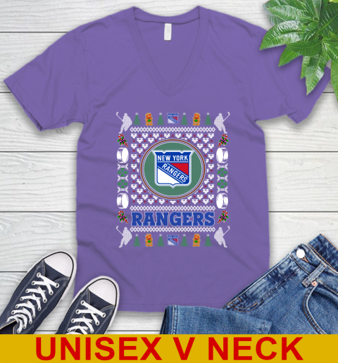 New York Rangers Merry Christmas NHL Hockey Loyal Fan V-Neck T-Shirt 8