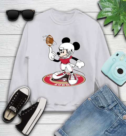 NFL Football San Francisco 49ers Cheerful Mickey Disney Shirt Youth Sweatshirt 4