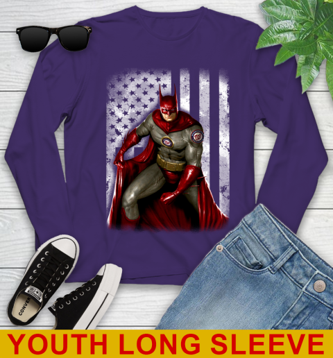 Washington Nationals MLB Baseball Batman DC American Flag Shirt Youth Long Sleeve 4