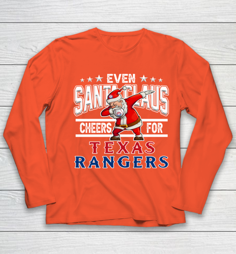 Texas Rangers Even Santa Claus Cheers For Christmas MLB Youth Long Sleeve 3
