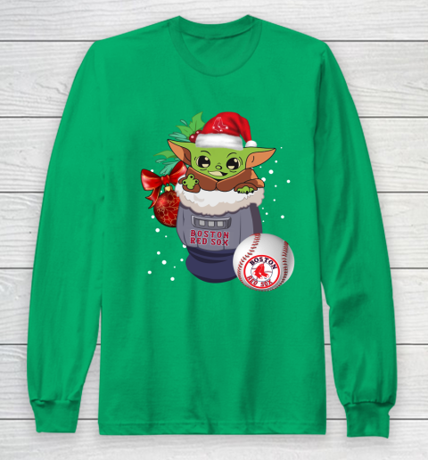 Boston Red Sox Christmas Baby Yoda Star Wars Funny Happy MLB Long Sleeve T-Shirt 7