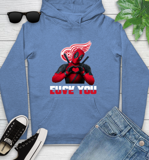 NHL Detroit Red Wings Deadpool Love You Fuck You Hockey Sports Youth Hoodie 13