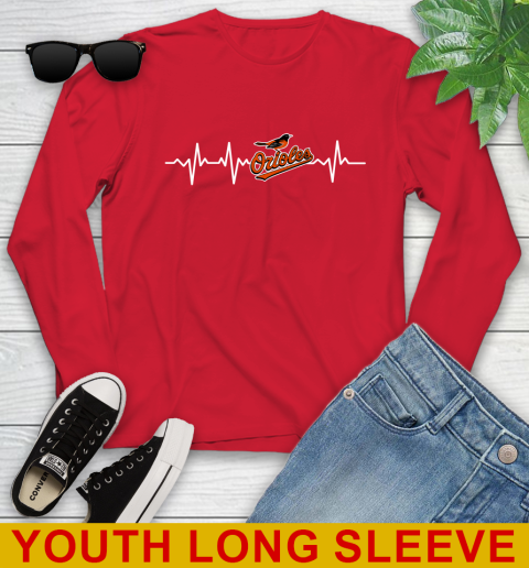 Baltimore Orioles MLB Baseball Heart Beat Shirt Youth Long Sleeve 11