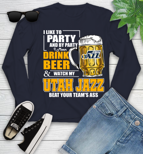 NBA Drink Beer and Watch My Utah Jazz Beat Your Team's Ass Basketball Youth Long Sleeve 2