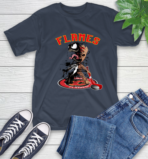 NHL Calgary Flames Hockey Venom Groot Guardians Of The Galaxy T-Shirt 4