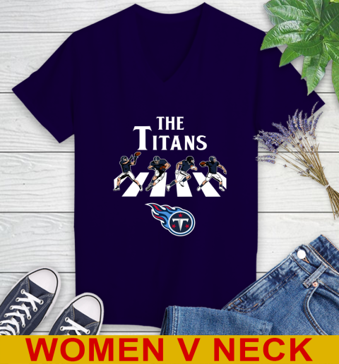NFL Football Tennessee Titans The Beatles Rock Band Shirt Women's V-Neck T-Shirt 3