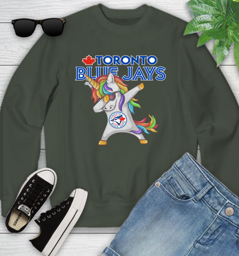Toronto Blue Jays MLB Baseball Funny Unicorn Dabbing Sports Youth Sweatshirt 10