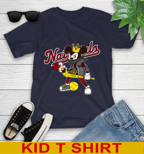 Washington Nationals MLB Baseball Mickey Peace Sign Sports Youth T-Shirt 3