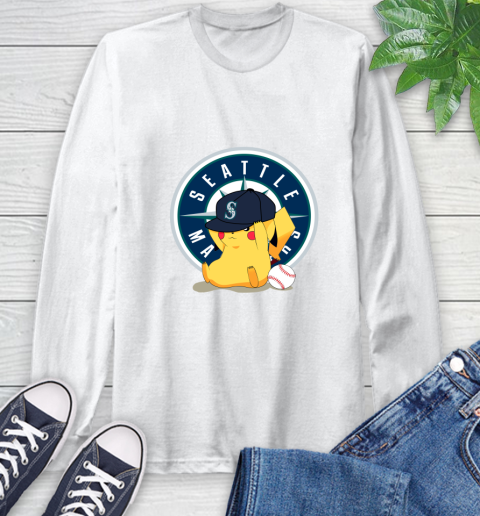 MLB Pikachu Baseball Sports Seattle Mariners Long Sleeve T-Shirt