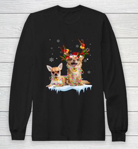 Chihuahua Christmas Light Shirt Gift Long Sleeve T-Shirt