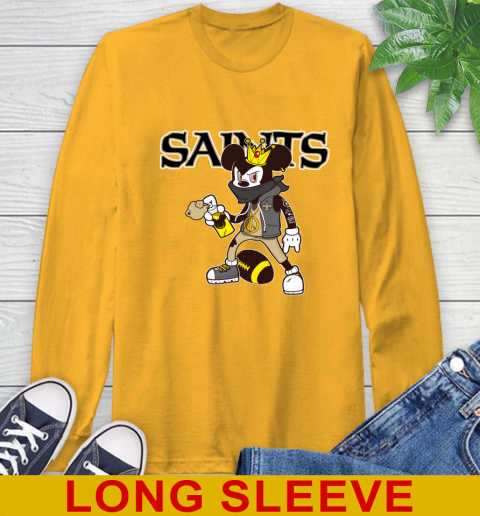 New Orleans Saints NFL Football Mickey Peace Sign Sports Long Sleeve T-Shirt 3