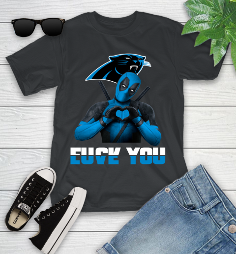NHL Carolina Panthers Deadpool Love You Fuck You Football Sports Youth T-Shirt