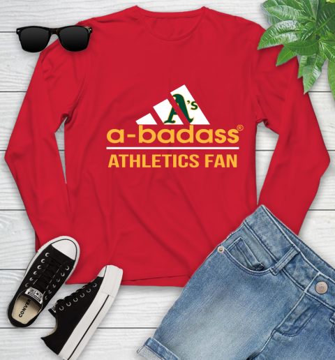 MLB A Badass Oakland Athletics Fan Adidas Baseball Sports Youth Long Sleeve 11