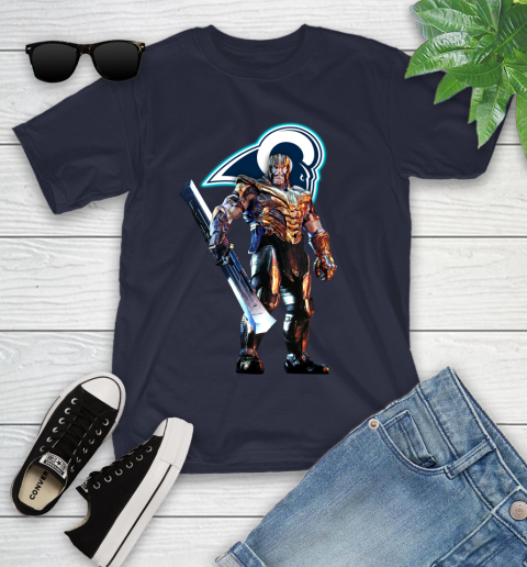 NFL Thanos Gauntlet Avengers Endgame Football Los Angeles Rams Youth T-Shirt 3
