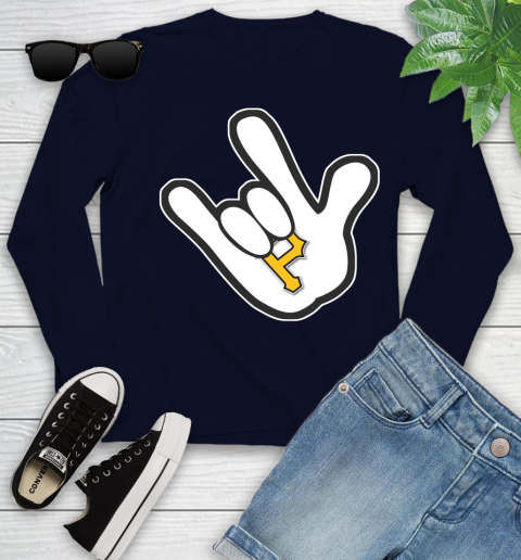 Pittsburgh Pirates MLB Baseball Mickey Rock Hand Disney Youth Long Sleeve 3