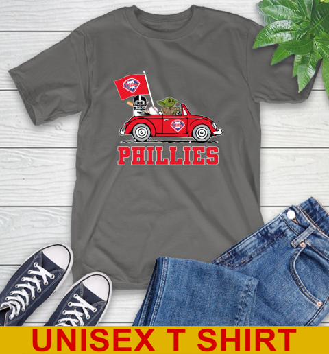 MLB Baseball Philadelphia Phillies Darth Vader Baby Yoda Driving Star Wars Shirt T-Shirt 8
