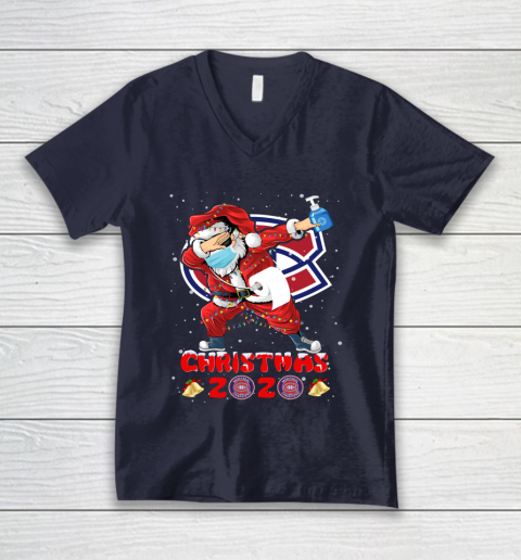 Montreal Canadiens Funny Santa Claus Dabbing Christmas 2020 NHL V-Neck T-Shirt 2