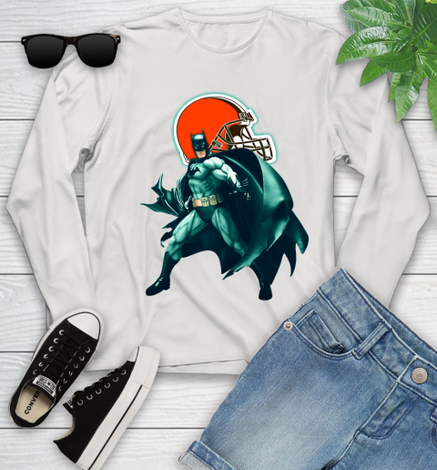 NFL Batman Football Sports Cleveland Browns Youth Long Sleeve