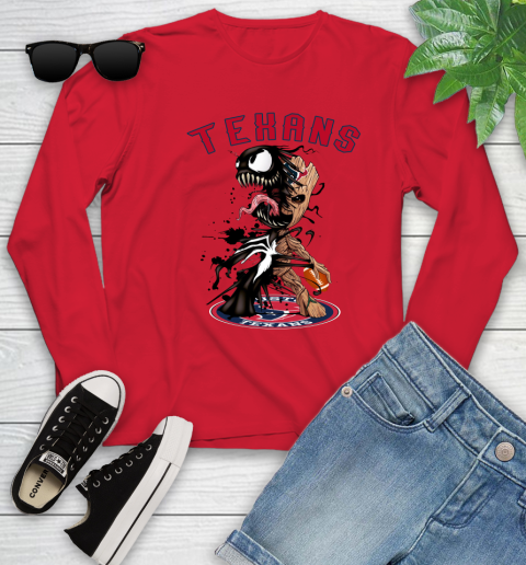 NFL Houston Texans Football Venom Groot Guardians Of The Galaxy Youth Long Sleeve 11