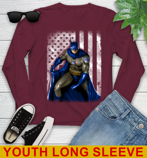 New York Rangers NHL Hockey Batman DC American Flag Shirt Youth Long Sleeve 6