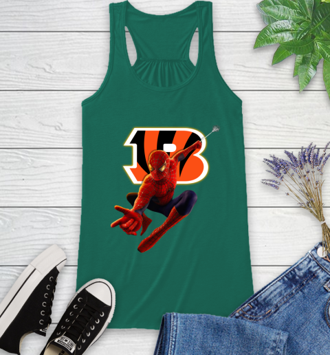 NFL Spider Man Avengers Endgame Football Cincinnati Bengals Racerback Tank 7