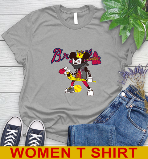 Atlanta Braves MLB Baseball Mickey Peace Sign Sports Women's T-Shirt 12 Atlanta Braves MLB Baseball Mickey Peace Sign Sports Women's T-Shirt - Image 12