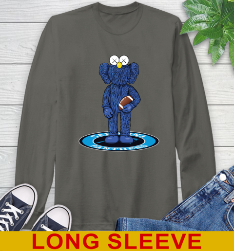 NFL Football Carolina Panthers Kaws Bff Blue Figure Shirt Long Sleeve T-Shirt 8