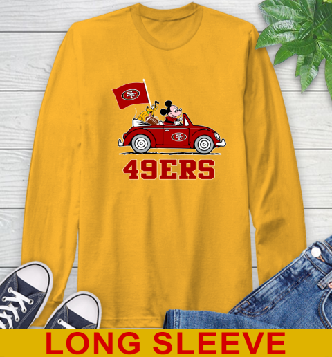 NFL Football San Francisco 49ers Pluto Mickey Driving Disney Shirt Long Sleeve T-Shirt 3