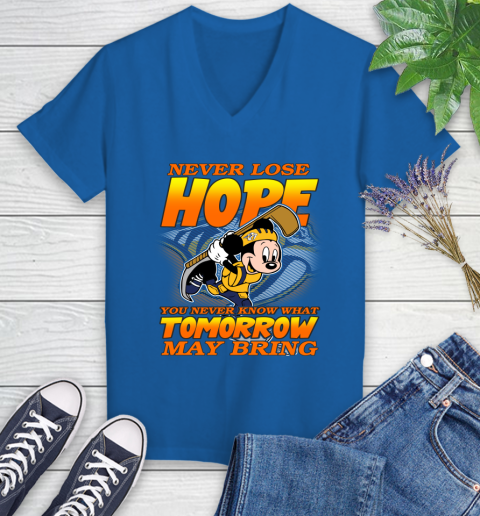 Nashville Predators NHL Hockey ootball Mickey Disney Never Lose Hope Women's V-Neck T-Shirt 10