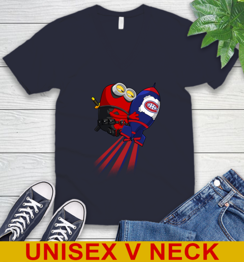 NHL Hockey Montreal Canadiens Deadpool Minion Marvel Shirt V-Neck T-Shirt 2