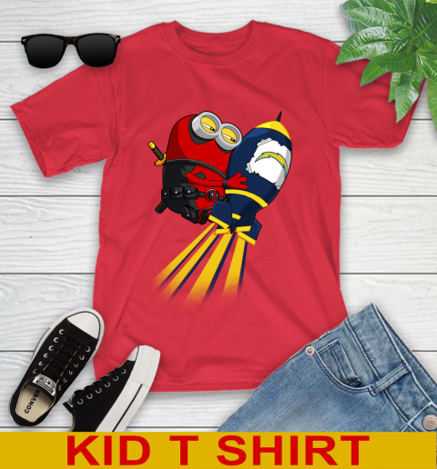 NFL Football Los Angeles Chargers Deadpool Minion Marvel Shirt Youth T-Shirt 11