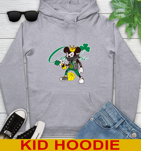 Boston Celtics NBA Basketball Mickey Peace Sign Sports Youth Hoodie 6