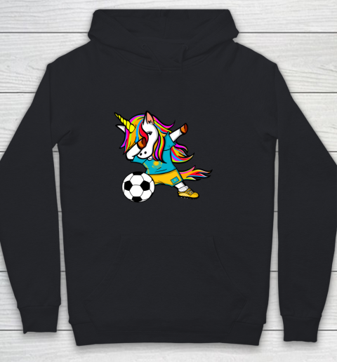 Dabbing Unicorn Kazakhstan Football Kazakhstani Flag Soccer Youth Hoodie
