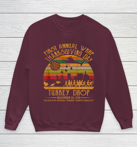 WKRP Thanksgiving Day Turkey Drop Youth Sweatshirt 4