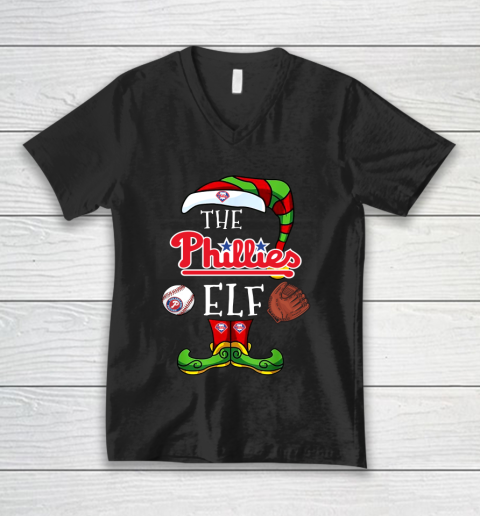 Philadelphia Phillies Christmas ELF Funny MLB V-Neck T-Shirt