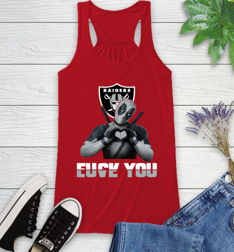 NHL Oakland Raiders Deadpool Love You Fuck You Football Sports Racerback Tank 5