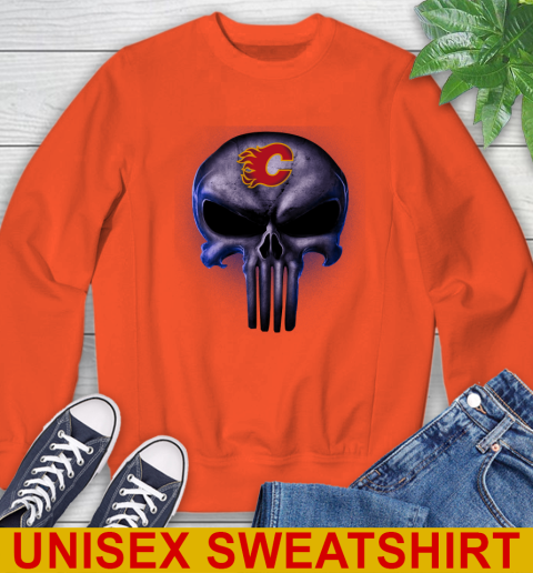 Calgary Flames NHL Hockey Punisher Skull Sports Sweatshirt 3