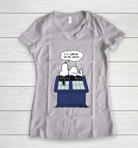 Doctor Who Shirt Snoopy Comfier On The Upside Women's V-Neck T-Shirt