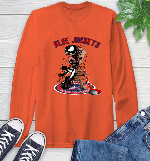 NHL Columbus Blue Jackets Hockey Venom Groot Guardians Of The Galaxy Long Sleeve T-Shirt 5