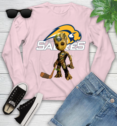 Buffalo Sabres NHL Hockey Groot Marvel Guardians Of The Galaxy Youth Long Sleeve 10