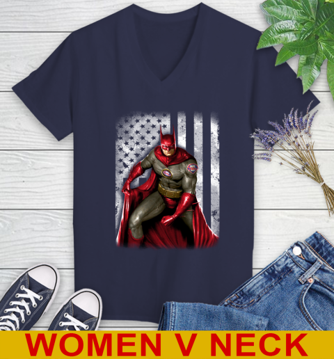 Philadelphia Phillies MLB Baseball Batman DC American Flag Shirt Women's V-Neck T-Shirt 12