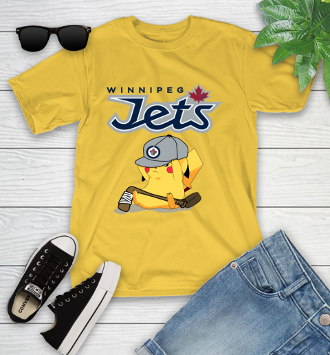 NHL Pikachu Hockey Sports Winnipeg Jets Youth T-Shirt 8