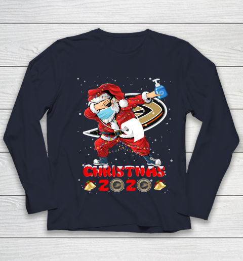 Anaheim Ducks Funny Santa Claus Dabbing Christmas 2020 NHL Youth Long Sleeve 2