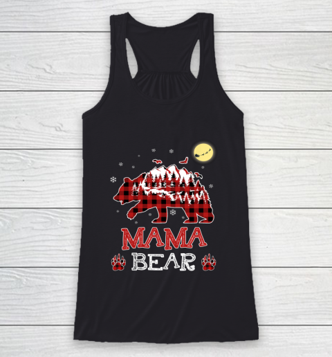 Mama Bear Christmas Pajama Red Plaid Buffalo Family Racerback Tank