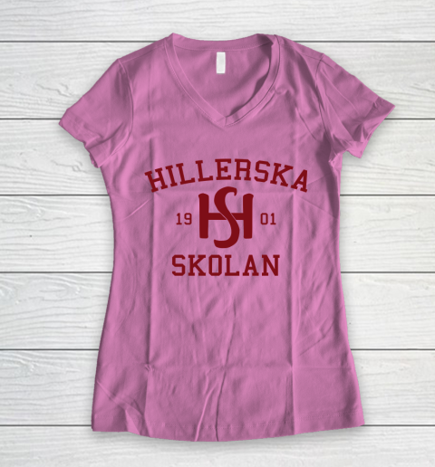 Hillerska Grey  Young Royals Hillerska School Women's V-Neck T-Shirt 8