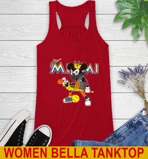 Miami Marlins MLB Baseball Mickey Peace Sign Sports Racerback Tank 6