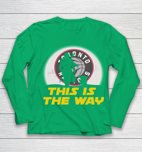 Toronto Raptors NBA Basketball Star Wars Yoda And Mandalorian This Is The Way Youth Long Sleeve 4