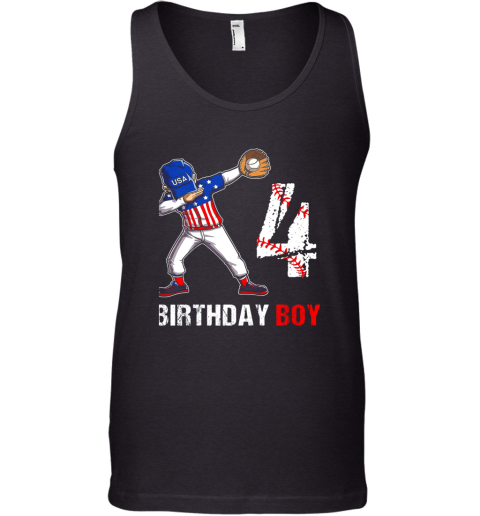Kids 4 Years Old 4th Birthday Baseball Dabbing Shirt Gift Party Tank Top