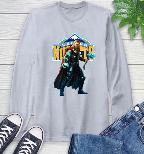 NBA Thor Avengers Endgame Basketball Denver Nuggets Long Sleeve T-Shirt 6