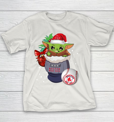 Boston Red Sox Christmas Baby Yoda Star Wars Funny Happy MLB Youth T-Shirt 11